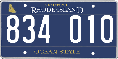 RI license plate 834010