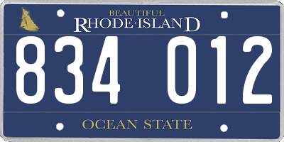 RI license plate 834012