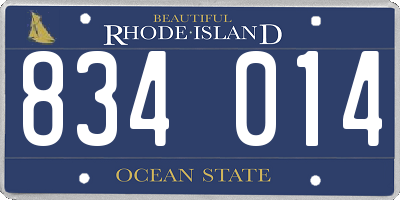 RI license plate 834014