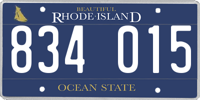 RI license plate 834015