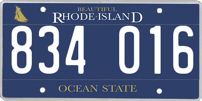 RI license plate 834016