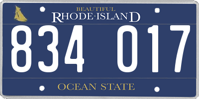 RI license plate 834017