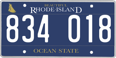 RI license plate 834018