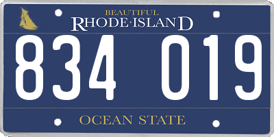 RI license plate 834019