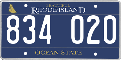 RI license plate 834020
