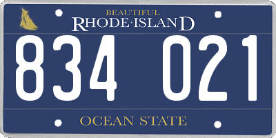 RI license plate 834021