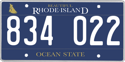 RI license plate 834022