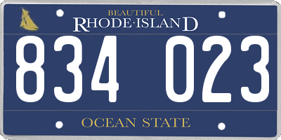 RI license plate 834023