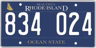 RI license plate 834024