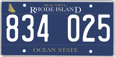 RI license plate 834025