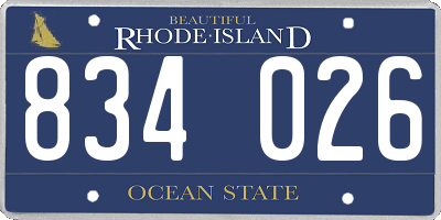 RI license plate 834026