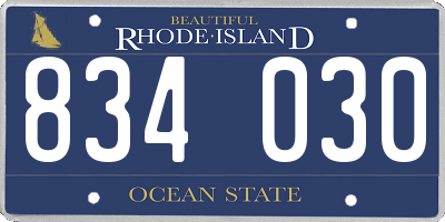 RI license plate 834030