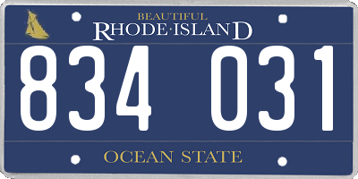 RI license plate 834031