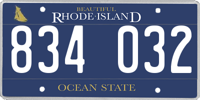 RI license plate 834032