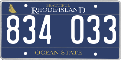 RI license plate 834033