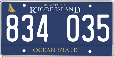 RI license plate 834035