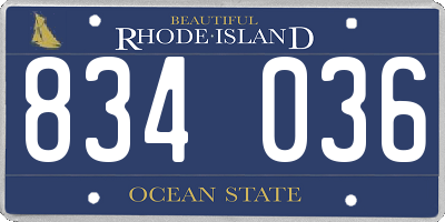 RI license plate 834036