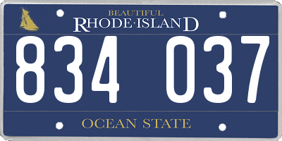 RI license plate 834037