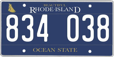 RI license plate 834038