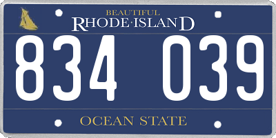 RI license plate 834039