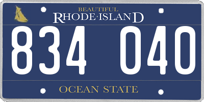 RI license plate 834040