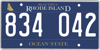 RI license plate 834042