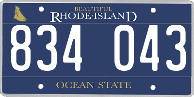 RI license plate 834043
