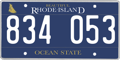 RI license plate 834053