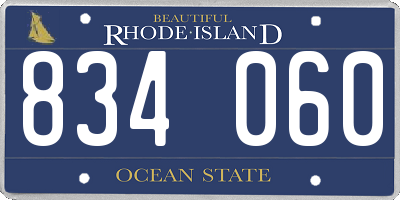 RI license plate 834060