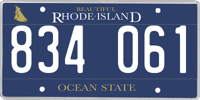 RI license plate 834061
