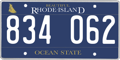 RI license plate 834062