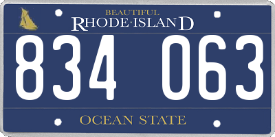 RI license plate 834063