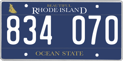 RI license plate 834070