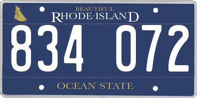 RI license plate 834072