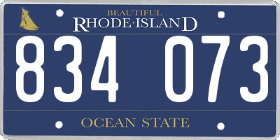 RI license plate 834073