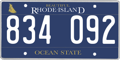 RI license plate 834092