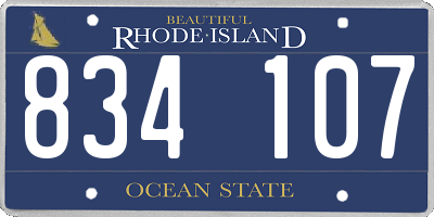 RI license plate 834107