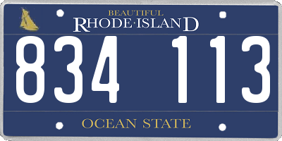 RI license plate 834113