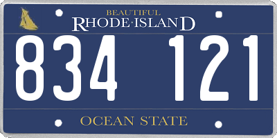 RI license plate 834121