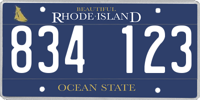 RI license plate 834123