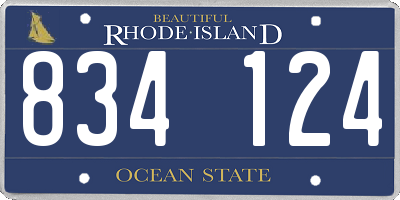 RI license plate 834124