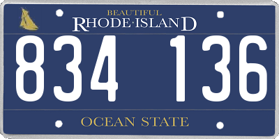 RI license plate 834136