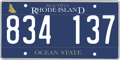 RI license plate 834137