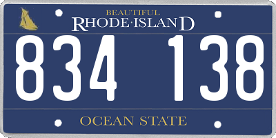 RI license plate 834138