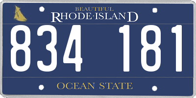 RI license plate 834181