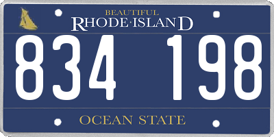 RI license plate 834198