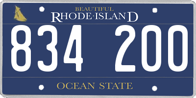 RI license plate 834200