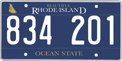 RI license plate 834201