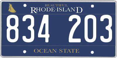 RI license plate 834203