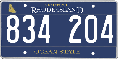 RI license plate 834204
